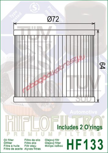 Hiflofiltro olajszűrő, HF133