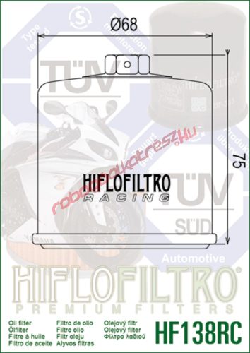 Hiflofiltro olajszűrő, HF138RC