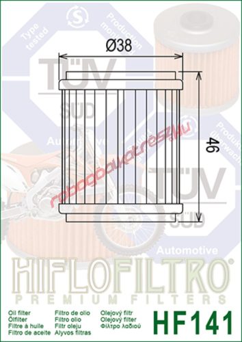 Hiflofiltro olajszűrő, HF141