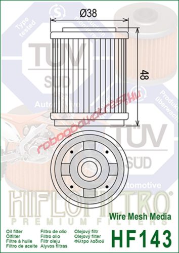 Hiflofiltro olajszűrő, HF143