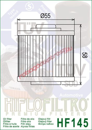 Hiflofiltro olajszűrő, HF145
