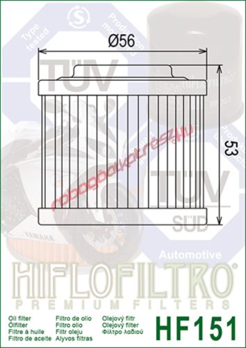 Hiflofiltro olajszűrő, HF151
