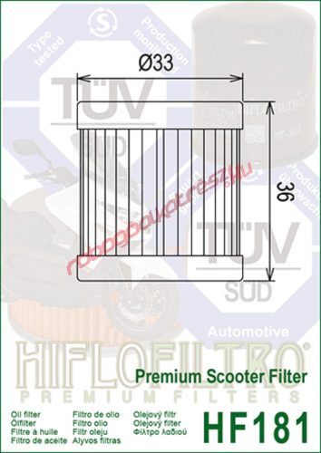 Hiflofiltro olajszűrő, HF181