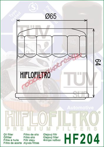 Hiflofiltro olajszűrő, HF204