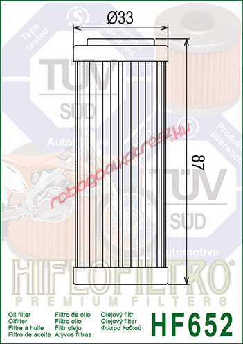 Hiflofiltro olajszűrő, HF652