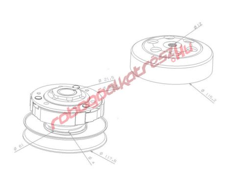 101 Octane Komplett hátsó variátor, Kymco, Peugeot 2T/4T, Kínai 4T/GY6 50